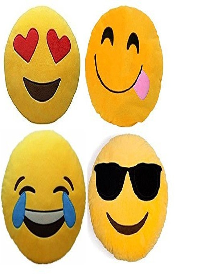 Jassi Toy Smiley Thick Plush Pillow Round Cushion Pillow Stuffed/Gift for Kids/Birthday Gift (Pack of 4) - Image 2